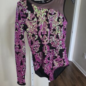 Elegant Black and Pink Sequin Women's Top